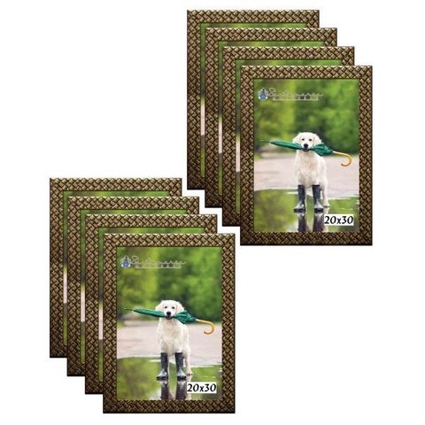 Kit 8 Molduras Porta Retrato 20x30 3cm Relevo Dourado