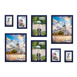 Kit 8 Porta Retratos Painel Parede Azul