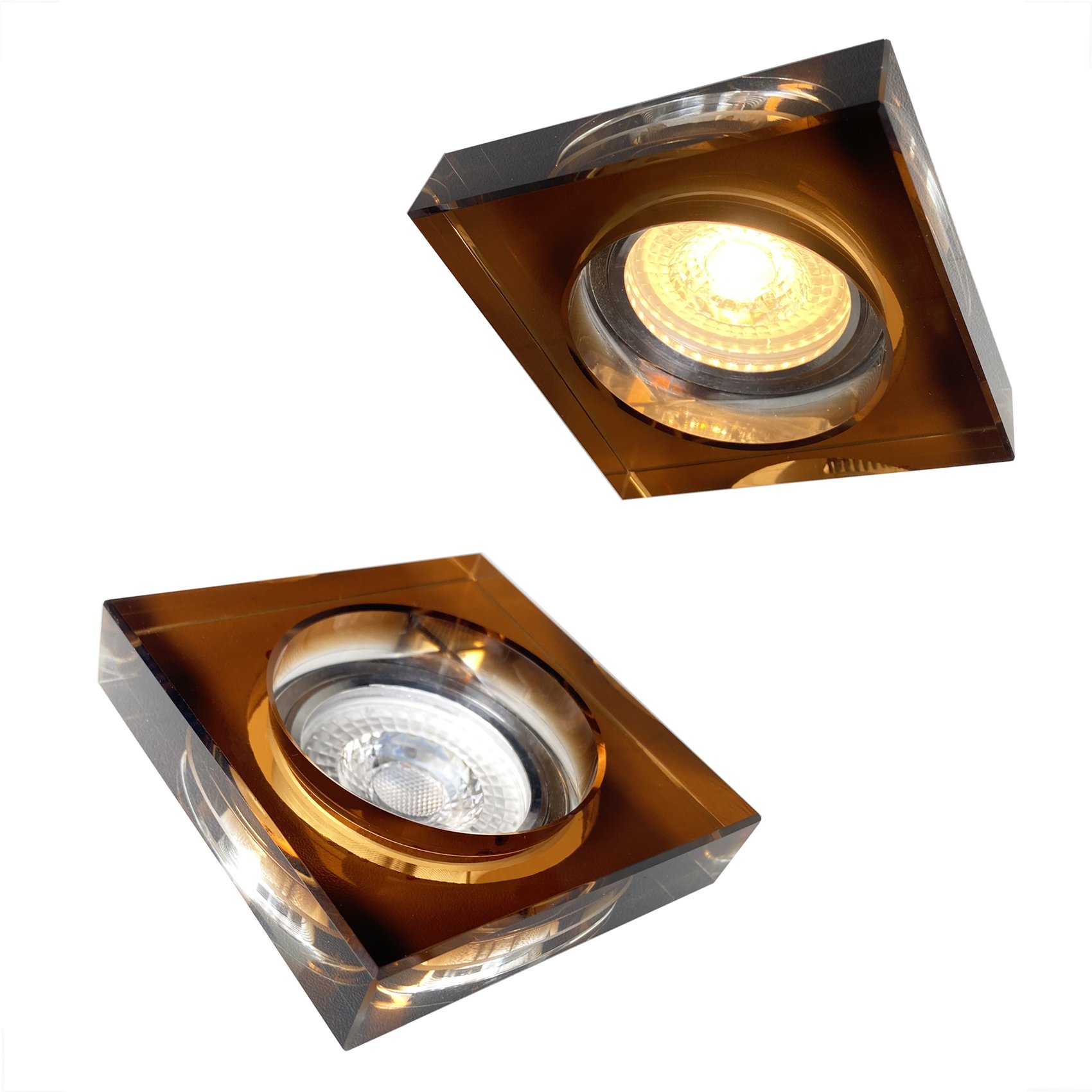 Spot Cristal Quadrado Embutir Cobreado Mr16 Dicróica Ac594 + LED Mr16 Branco Frio - 6