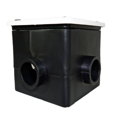 Caixa de passagem para iluminação de piscina em plástico com tampa de inox