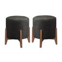 Ver imagem 1 de Kit 2 Puff Decorativo Redondo Luxo Dubai Corino Preto