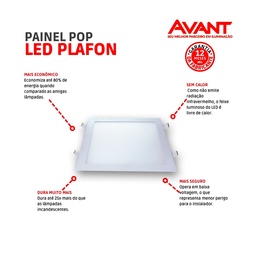 Plafon Led Avant Pop Embutir 24w 6500k Quadrado 30x30 Branco - 5