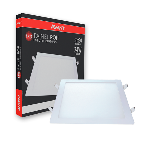 Plafon Led Avant Pop Embutir 24w 6500k Quadrado 30x30 Branco