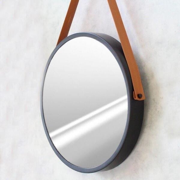 Espelho Adnet 50cm com Preto com Alça Caramelo - 1