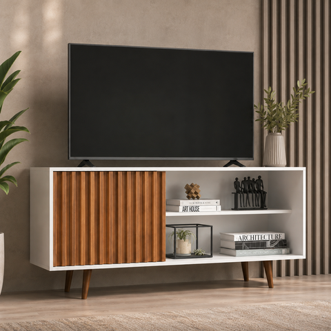 Rack para TV até 55 Polegadas San Diego 1 Porta 3 Prateleiras 136cm - J Carvalho