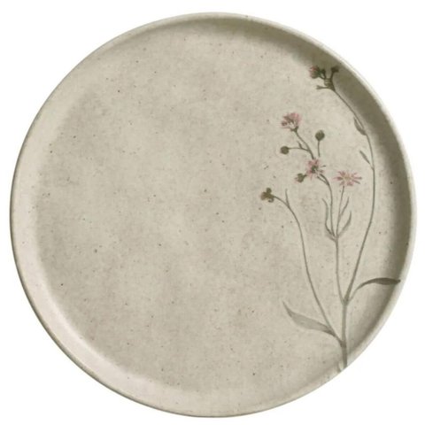 Prato para Sobremesa Raso 21,5cm Porto Brasil Cerâmica Bio Campestre Off White