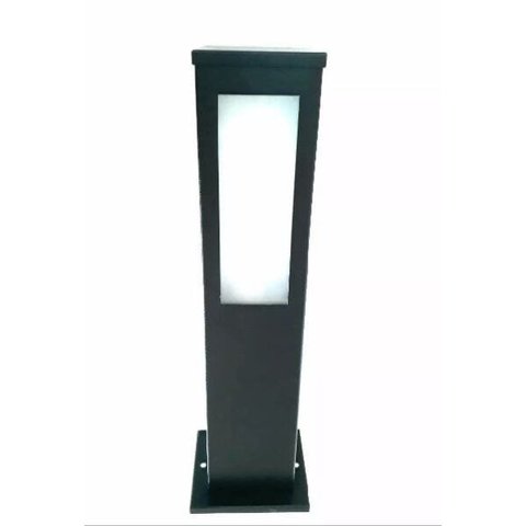 Poste Balizador de Jardim 4 Vidros Retangular 30cm em Alumínio Preto