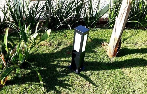 Poste Balizador de Jardim 4 Vidros Retangular 50cm em Alumínio Preto - 3