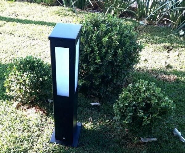 Poste Balizador de Jardim 4 Vidros Retangular 50cm em Alumínio Preto - 4