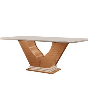 Mesa para Sala de Jantar Retangular Tampo com Vidro Safira
