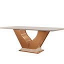 Ver imagem 2 de Mesa para Sala de Jantar Retangular Tampo com Vidro Safira Marrom/Castanho Cinamomo/Off White