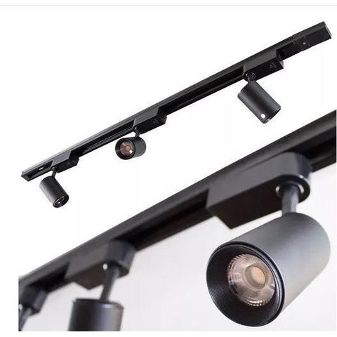 Trilho Eletrificado 60cm + 3 Spot LED 7W 3000K Bivolt Preto