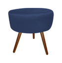 Ver imagem 3 de Kit 2 Poltronas Decorativa Emilia + Puff Redondo Suede Azul Marinho Pés Madeira Ms Decor