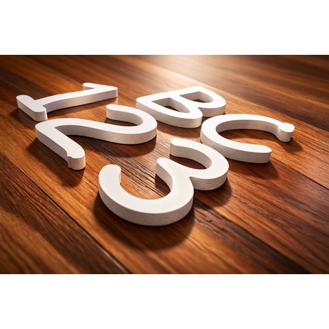 Letra e Número em Pvc Expandido Branco, 10cm Altura / Espessura de 10mm - Kit 3 Letras ou Números