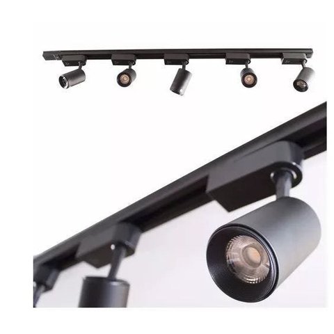 Trilho Eletrificado 60cm + 5 Spot LED 7W 3000K Bivolt Preto