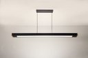 Ver imagem 1 de Luminária Pendente 2 Lâmp. Retangular 65cm Alumínio Preto e Madeira Arky Wood