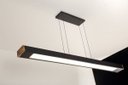 Ver imagem 2 de Luminária Pendente 2 Lâmp. Retangular 65cm Alumínio Preto e Madeira Arky Wood