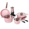 Conjunto de Panelas 16 Pçs Indução Revestimento em Granito Antiaderente Cor Rosa Cooklover - 1