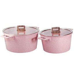 Conjunto de Panelas 16 Pçs Indução Revestimento em Granito Antiaderente Cor Rosa Cooklover - 6