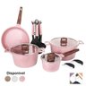 Conjunto de Panelas 16 Pçs Indução Revestimento em Granito Antiaderente Cor Rosa Cooklover - 8