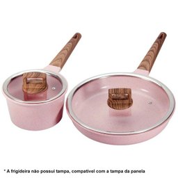Conjunto de Panelas 16 Pçs Indução Revestimento em Granito Antiaderente Cor Rosa Cooklover - 5