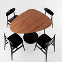 Ver imagem 2 de Mesa de Jantar Orgânica para 4 Lugares Kalyx 122 Cm - Preto C/ Canella