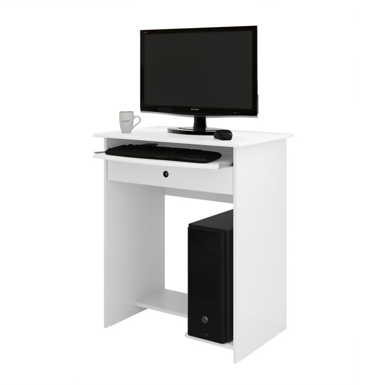 Mesa para Computador Prática com Gaveta Para Sala Quarto Escritório Branco