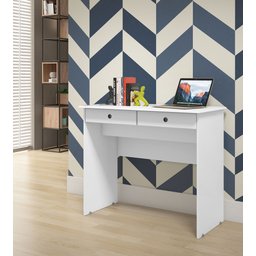 Escrivaninha para Computador 2 Gavetas Para Sala Quarto Escritório  Branco - 3