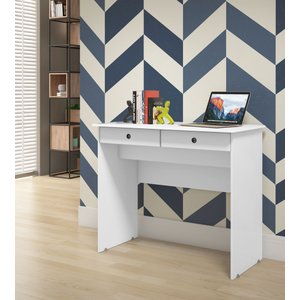 Escrivaninha para Computador 2 Gavetas Para Sala Quarto Escritório  Branco