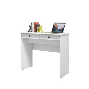 Escrivaninha para Computador 2 Gavetas Para Sala Quarto Escritório  Branco