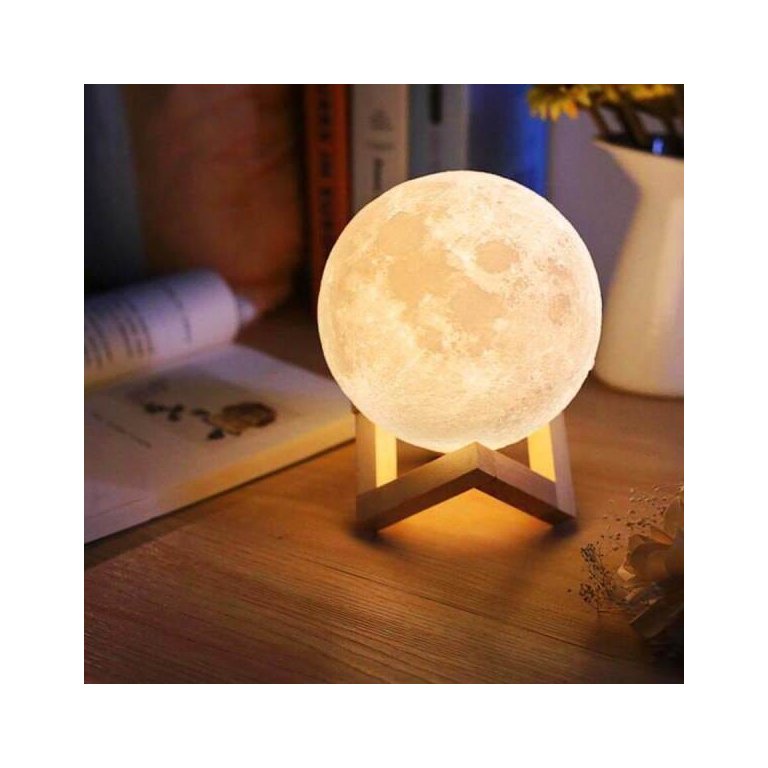 Luminária 3d Touch Lua Cheia Abajur Led Decoração Usb Rgb