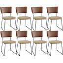 Ver imagem 1 de Kit 08 Cadeiras Decorativas Sala Jantar Allana L02 Couríssimo Marrom Linho Bege Escuro - Lyam
