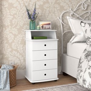 Mesa de Cabeceira 4 Gavetas e Nicho Luxo Ii - Branco