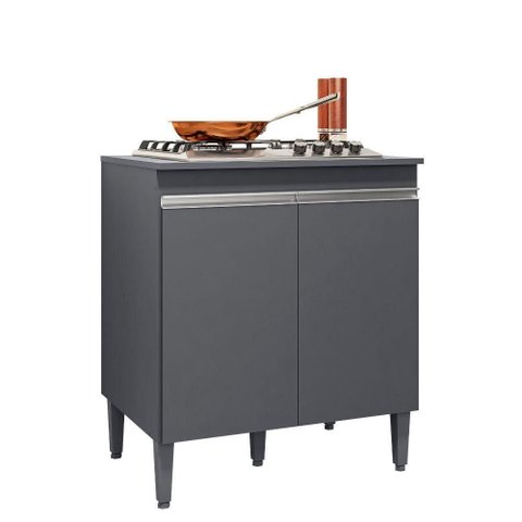 Balcão Armário de Cozinha Multiuso para Cooktop com Tampo 4 ou 5 Bocas Andréia Cinza Fosco- Mabe