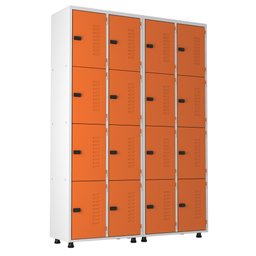Armário Roupeiro Aço 16 Portas Academia Guarda Volume Trinco Laranja - 1