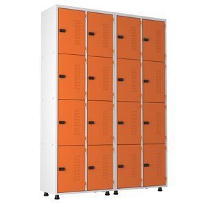 Armário Roupeiro Aço 16 Portas Academia Guarda Volume Trinco Laranja