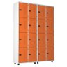 Armário Roupeiro Aço 16 Portas Academia Guarda Volume Trinco Laranja - 1