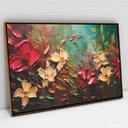 Ver imagem 1 de Quadro Decorativo Floral Luxo Harmonia Das Flores em Tela Canvas Tacolado Moldura Flutuante 4,5cm Fr