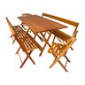 Conjunto de Mesa Dobrável Para Churrasco 2m 2 Bancos 2 Cadeiras Madeira Maciça Eucalipto - 1