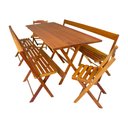 Ver imagem 1 de Conjunto de Mesa Dobrável Para Churrasco 2m 2 Bancos 2 Cadeiras Madeira Maciça Eucalipto