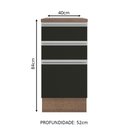 Ver imagem 3 de Balcão Armário de Cozinha 40 cm 3 Gavetas Rustic/Preto Glamy Madesa