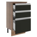 Ver imagem 4 de Balcão Armário de Cozinha 40 cm 3 Gavetas Rustic/Preto Glamy Madesa