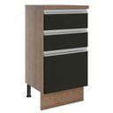 Ver imagem 1 de Balcão Armário de Cozinha 40 cm 3 Gavetas Rustic/Preto Glamy Madesa