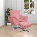 Ver imagem 7 de Puff Decorativo Base Giratória Cromada Charger Suede Rosê