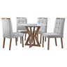 Conjunto Mesa de Jantar com 4 Cadeiras Tampo Redondo Ibiza Art Assentos Cor Mel Off White com Assent - 1