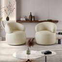 Ver imagem 1 de Kit 2 Poltronas Design Orgânico Moderno e Sofisticado Eloah Base Giratória Bouclé Italiano Bege