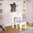 Ver imagem 1 de Penteadeira Infantil com Espelho Gaveta Organizadora Maquiagem com  Banqueta Quarto Menina JB 7200  