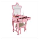 Ver imagem 4 de Penteadeira Camarim Gaveta Organizadora Maquiagem Banqueta Espelho Quarto Menina Jb 7200 - Rosa -rpm
