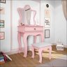 Penteadeira Camarim Gaveta Organizadora Maquiagem Banqueta Espelho Quarto Menina Jb 7200 - Rosa -rpm - 1