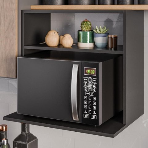 Suporte Microondas Nicho Luara Bp 60 Cm Eratto Moveis - Preto